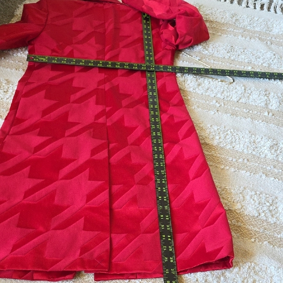 Cynthia Rowley 90s Y2K Red Long Line Blazer Trench Coat Sz 4 - Picture 11 of 14